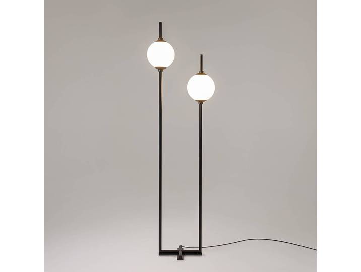 Lampadaire LED The Sixth Sense Ø 18cm Blanc/Noir Verre dépoli / Métal mixte LED Module LED