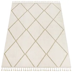 KADIMA DESIGN Teppich Kurzflor Geometrisch Wohnzimmer schmutzabweisend Beige Rechteckig 160x220 | 100% Polypropylen | Florhöhe: 7 mm | pflegeleicht