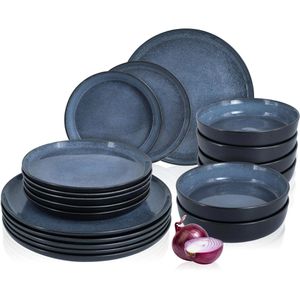 Moritz&Moritz Tafelservice Vida, Porzellan, für 6 Personen, blau, rund, 18-teilig