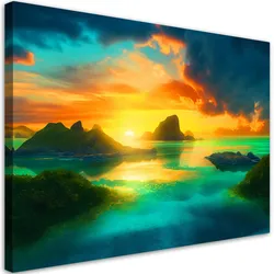 WANDBILD panorama einer tropischen insel