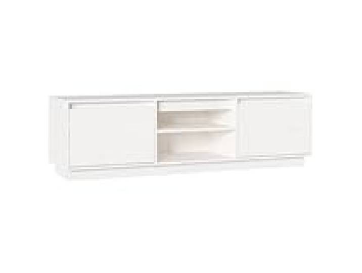 Helloshop26 Meuble TV multimédia étagère télévision Buffet téléviseur Salle à Manger Salon Chambre 140 x 35 x 40 cm Bois de pin Massif Blanc 02_0025925