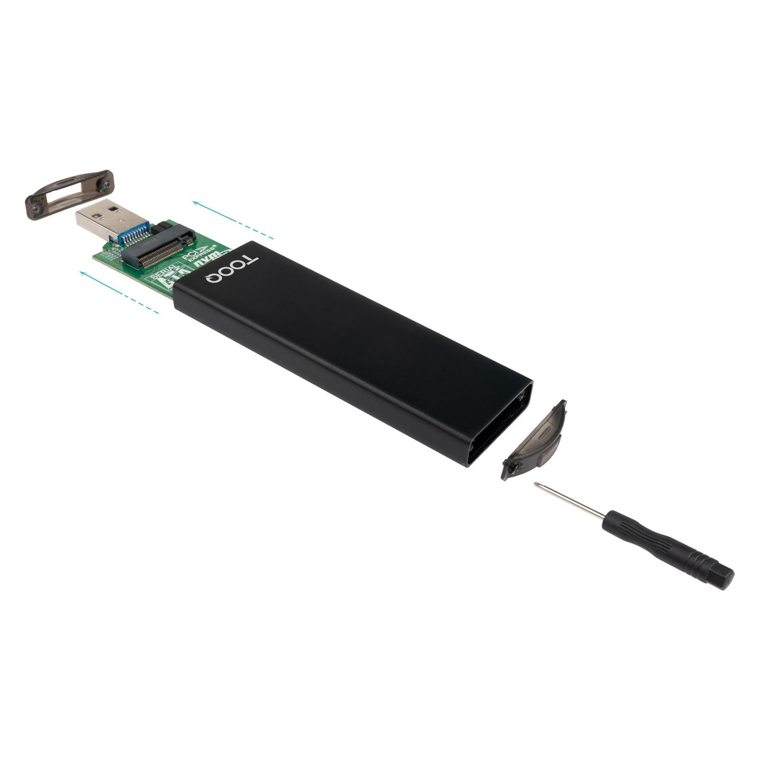 Tooq Technology Externes USB-C 3.2 + USB-A 3.0 Gehäuse Tooq TQE-2240B - NVMe M.2 Typ 2280 (Schwarz) (M.2) (TQE-2240B)