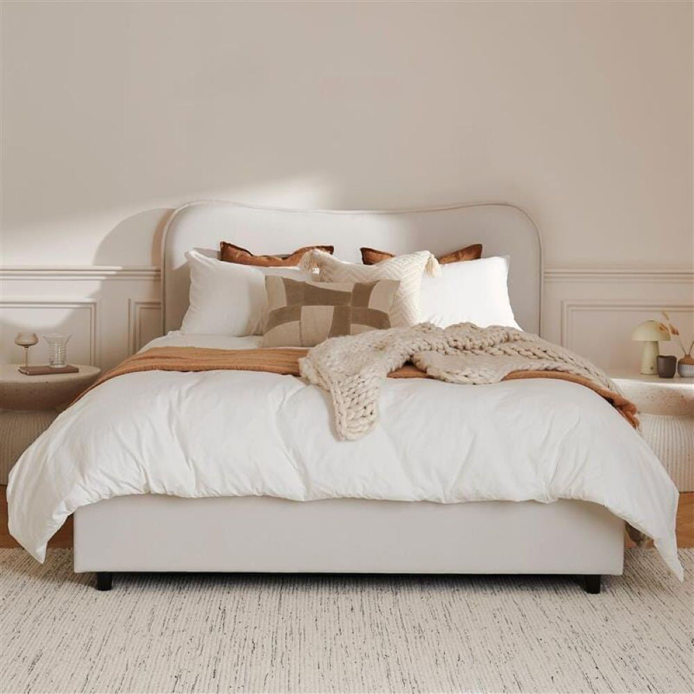 17 Stories Ottoman Bed - Ivory Ivory Double