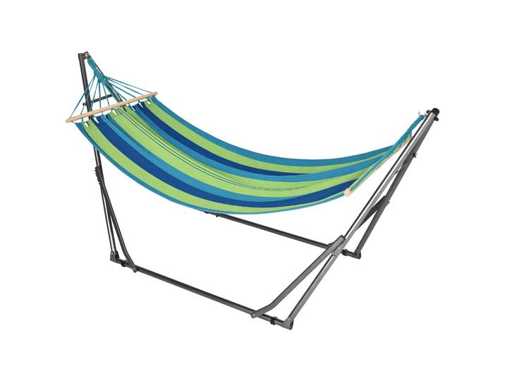 Hamac Outsunny en acier, coton bleu et vert 270X100X94 cm