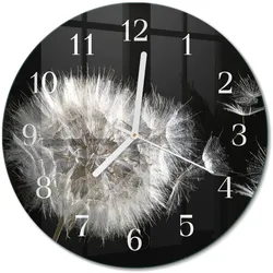 WANDUHR aus Glas Ø30 cm - Löwenzahn