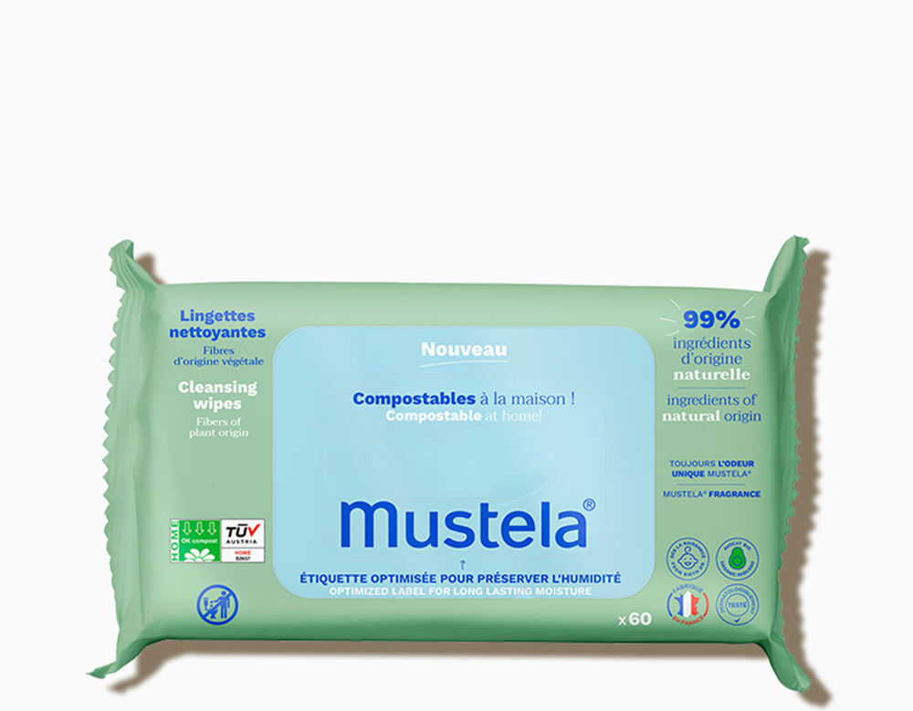 Mustela Lingettes nettoyantes compostables Bio 60 u