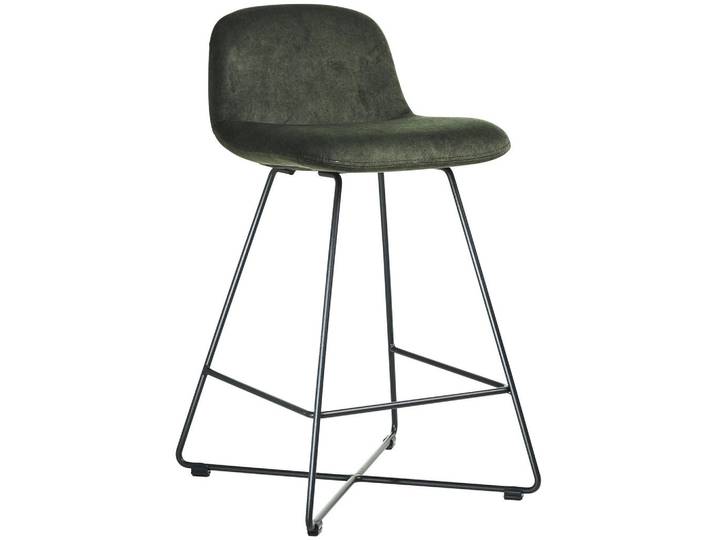 Celina Home Barhocker Cross, Schwarz, Waldgrün, Metall, X-Form, Rundrohr, 50x85x48 cm, Stoffauswahl, Esszimmer, Barmöbel, Barhocker