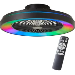 Brilliant LED-Deckenleuchte mit Ventilator, 48,5 cm - Schwarz, Metall & Kunststoff, RGB & CCT-Technologie, Dimmbar, inklusive Fernbedienung