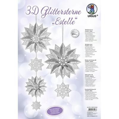 URSUS 3D-Glittersterne 'Estelle', silber
