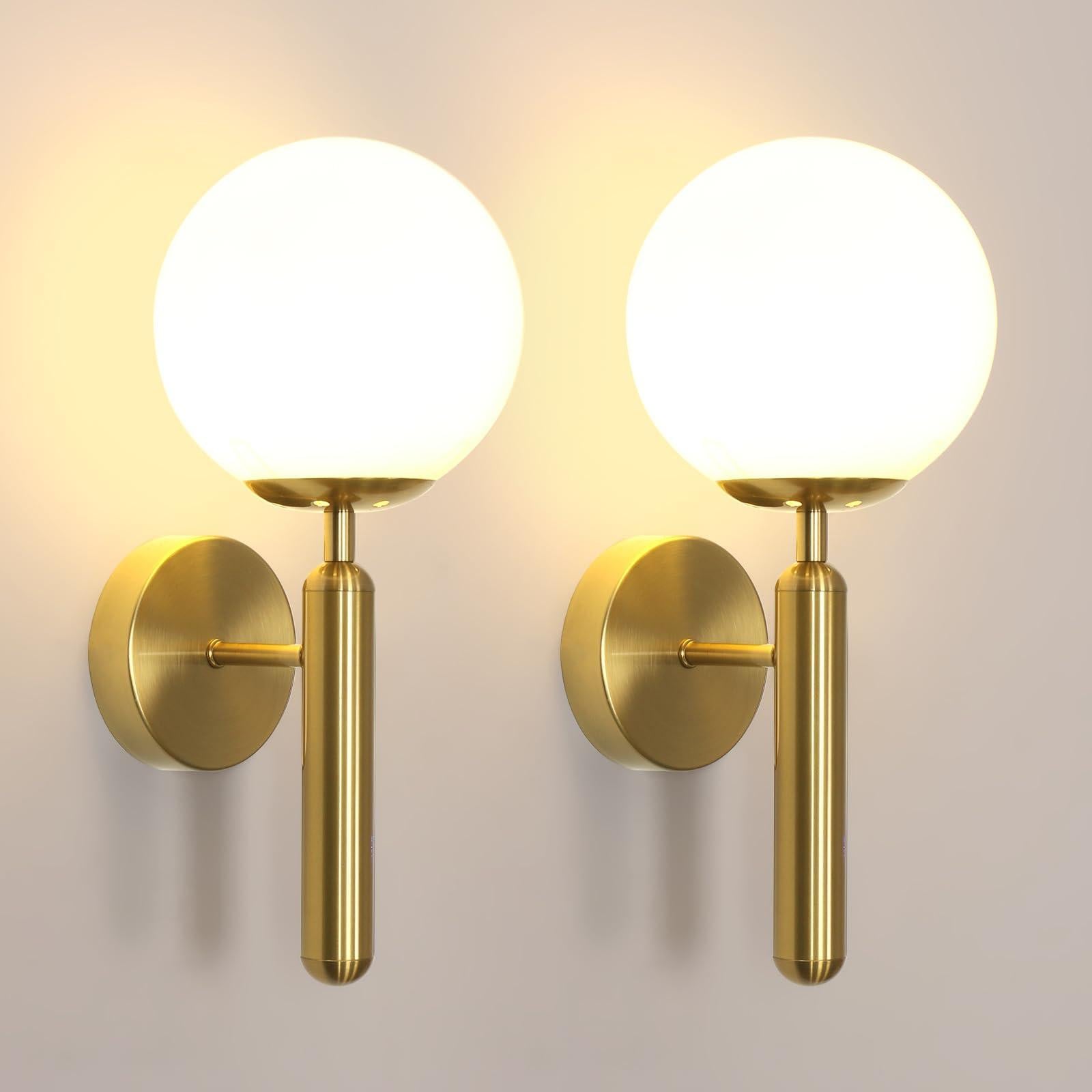 Comely Set van 2 Moderne Wandlampen met Glazen Bol en E27 fitting