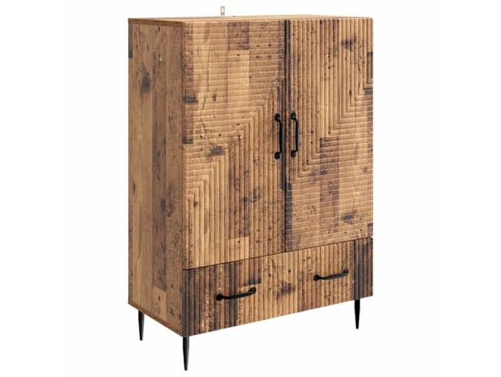 HKTMGDNG Sideboard Altholz 66x34,5x95 cm Holzwerkstoff Kompakter Kommodenschrank für Wohnzimmer und Flur mit Schublade, Drehtür und stabilen Metallbeinen im Holzdekor.