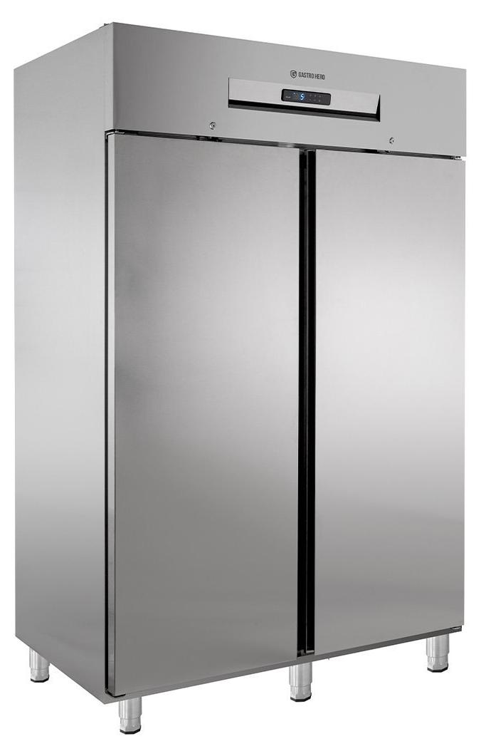 GastroHero Tiefkühlschrank TKSN-PROFI1400 | 1168 Liter | Edelstahl | GN 2/1 | Umluftkühlung | Digitalthermostat | 2 Türen | Profi Gewerbe Tiefkühler