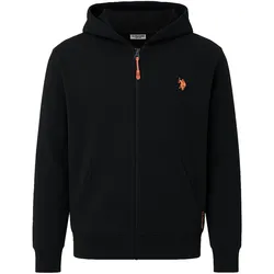 U.S. POLO ASSN. Herren Sweatjacke mit Kapuze - Fleece Puffy, Zip- Jacke, Kapuze, Baumwoll-Mix Schwarz / 2XL