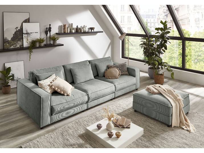 3-Sitzer OTTO HOME Valan , grau, B:279cm H:83cm T:126cm, Sofas, XXL-Sitzfläche, mit Cord-Bezug, frei stellbar, mit Wellenunterfederung