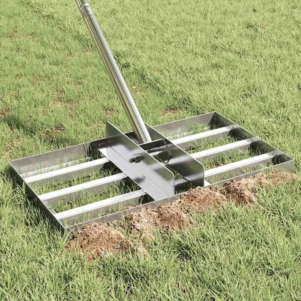 vidaXL Râteau de nivellement de jardin Argenté 45 x 25 x 200 cm