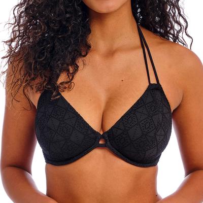 Nomad Nights Underwire Halter Bikini Top by Freya Swim in Black (Size 32 F)