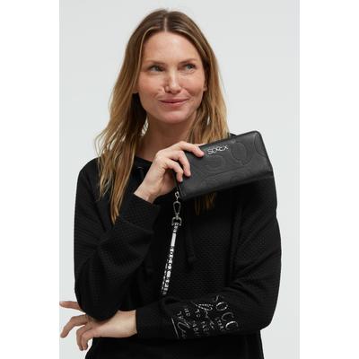 Geldbörse SOCCX, Damen, schwarz, Lederimitat, unifarben, Kleinlederwaren, Handschlaufe