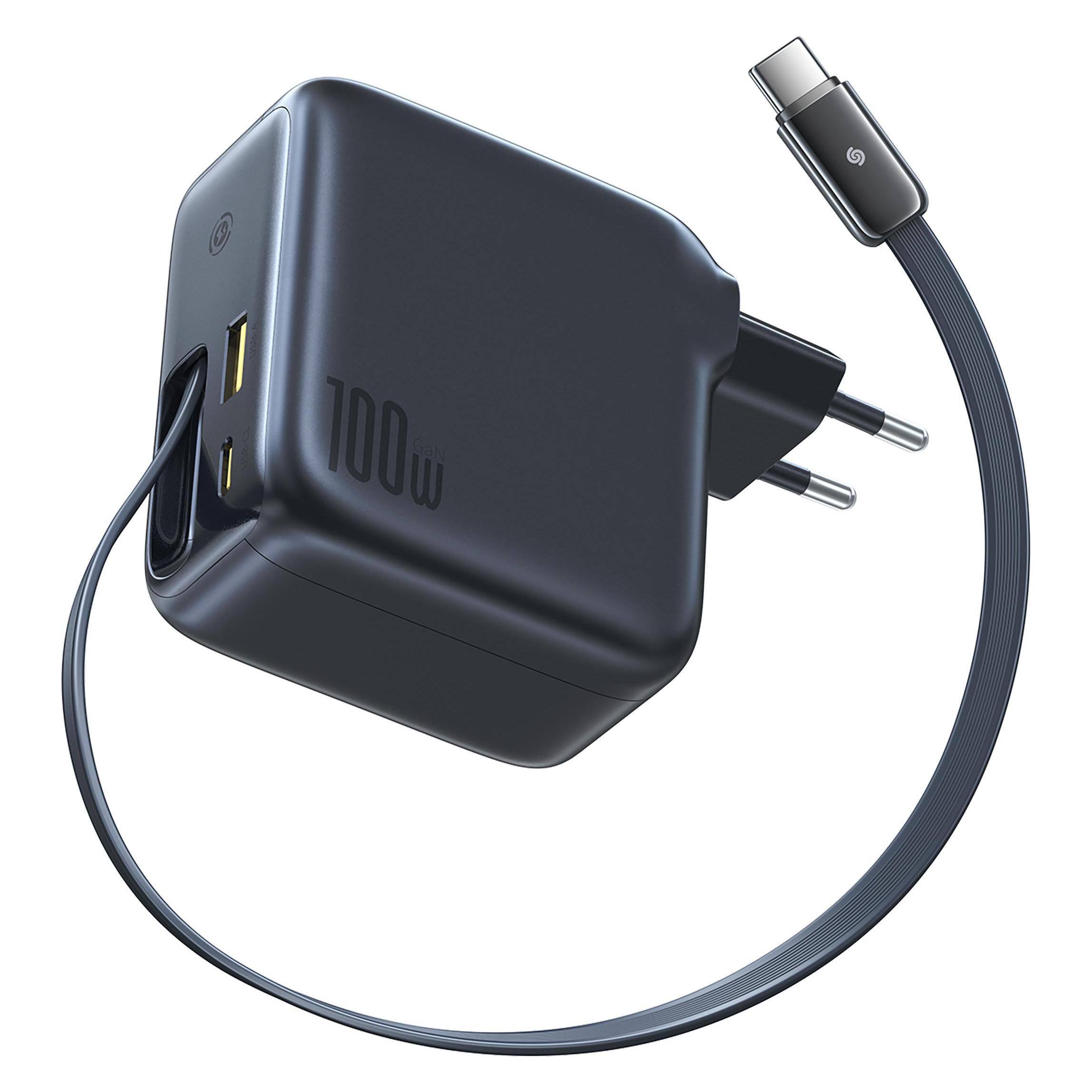 Baseus EnerCore CJ11 Charger Retractable 2C+U 100W EU Black (100 W, 3 Ports) (E0120M00)