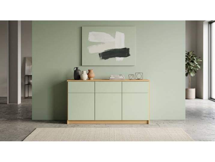 Sideboard mit grünen Türen Buche Natur geölt
