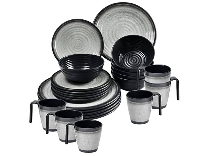 Camping Geschirr Set Melamin 6 Personen Tellern 24 Teile Outdoor Wohnwagen
