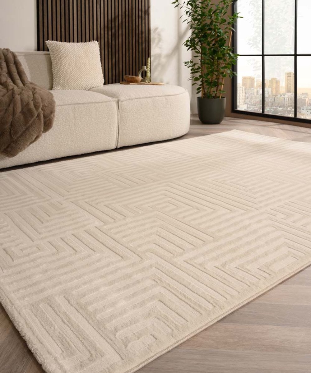 Scandinavische loper Serene Voss crème abstract 80 x 250 cm