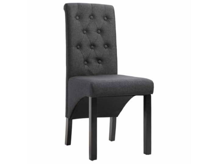 KGHERMDF Esszimmerstühle 4 STK. Dunkelgrau Stoff Polsterung, Ergonomisch, Holzbeine, 110 kg Belastbarkeit, Montage erforderlich