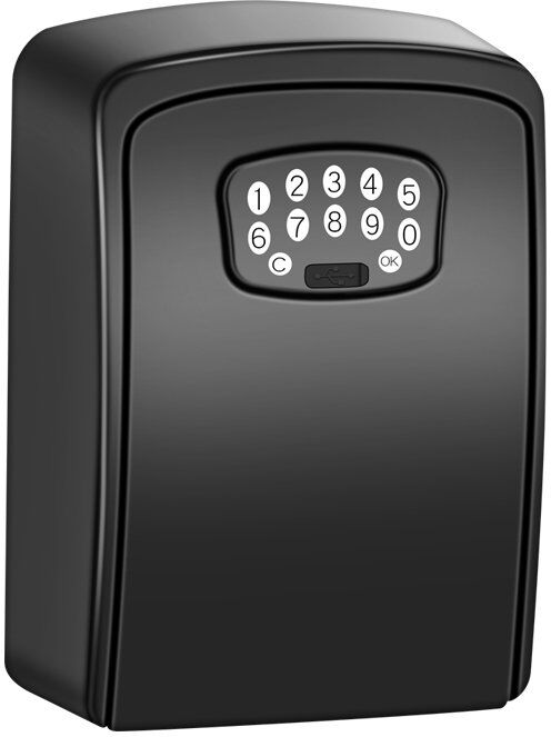 Symple Stuff Smart Key Lock Box, Smart Key Cabinet, Bluetooth App-Controlled, IP45 Rated, Sturdy and Reliable Black 5.5cm H X 10.5cm W X 14.5cm D
