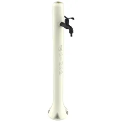 Sined Weiße Gartenfontäne mit seitlichem Wasseranschluss, ideal zum Bewässern von Gärten oder Außenbereichen. Aus Polyethylen.