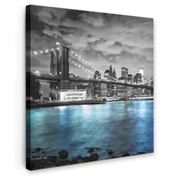 LEINWANDBILD New York - Skyline - Stadt - Blau Deko Groß 90x90 cm
