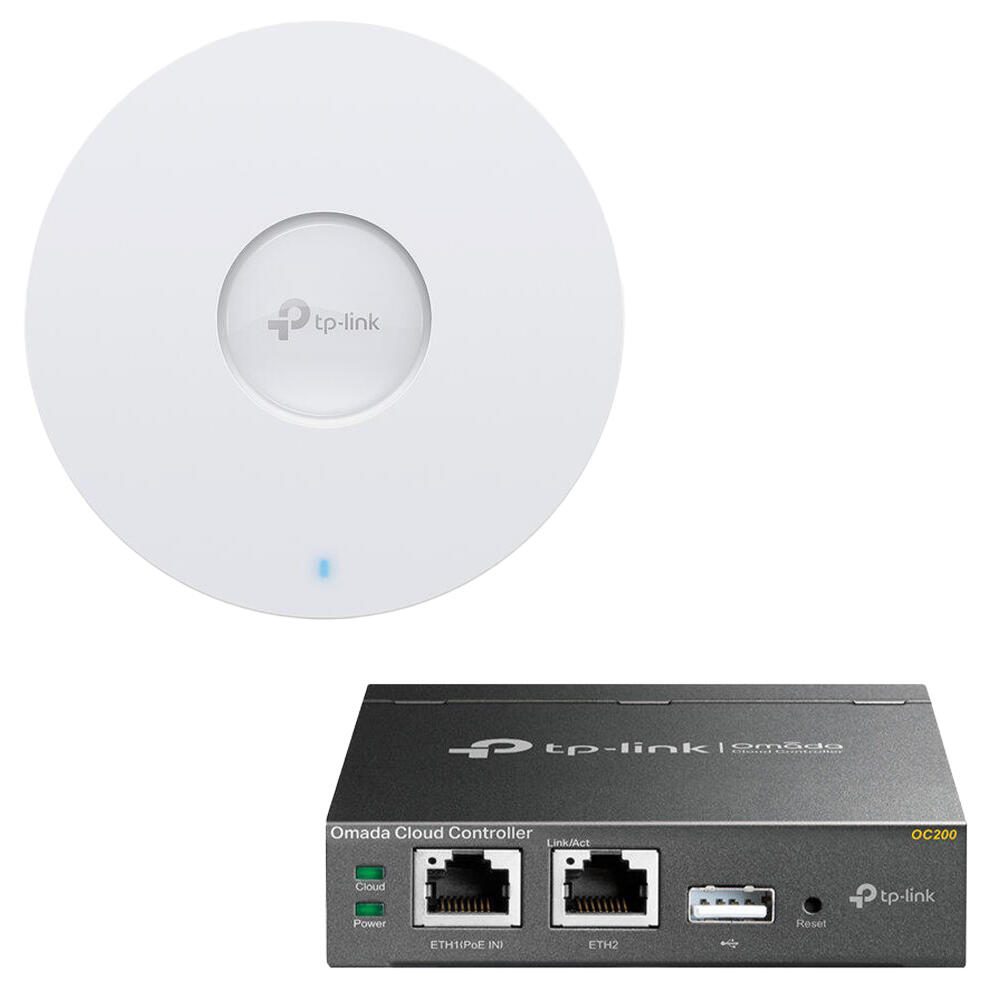 TP-Link Omada EAP650 AX300 WiFi 6 Accesspoint zur Deckenmontage + TP-Link OC200 Omada-Hardware-Controller Netzwerk-Verwaltungsgerät EAP650+OC200
