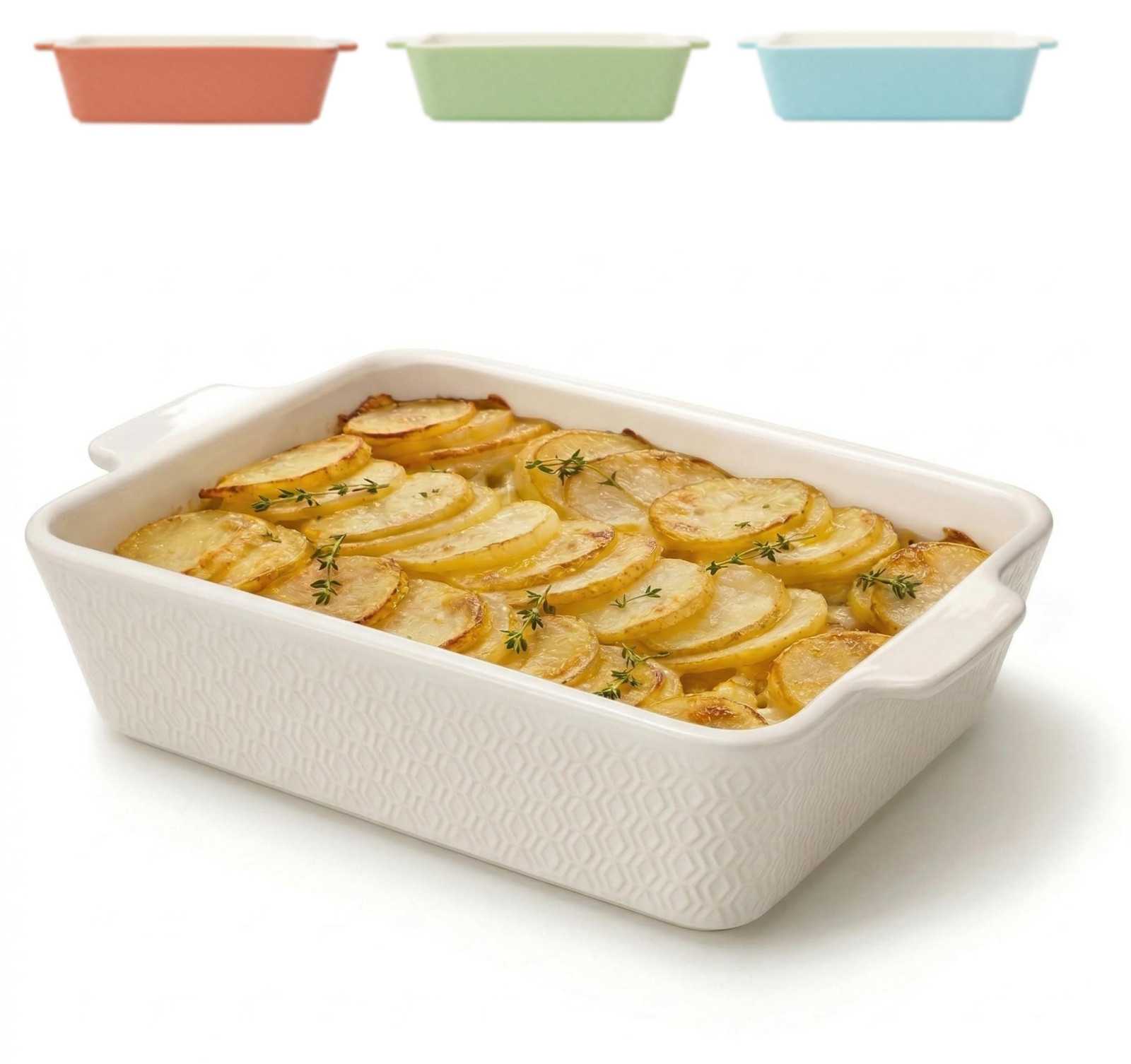 Merkloze grote keramische casserole voor lasagne en gratin, 28 cm