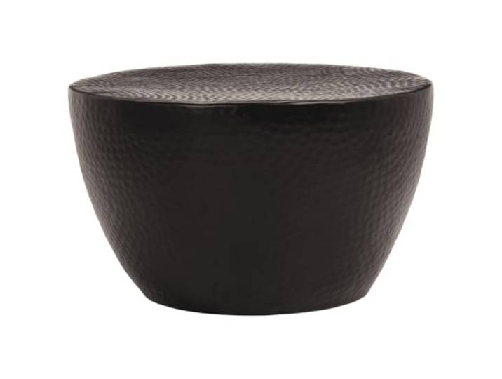 HKLGBVCR Couchtisch, rund, Aluminium, gehämmert, Ø 50 x 30 cm, Schwarz