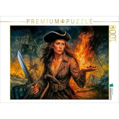 CALVENDO Puzzle Anne Bonny - Legendäre Piratin in dramatischer Szene Puzzle | 1000 Teile Lege-Größe 64x48cm Foto-Puzzle für glückliche Stunden