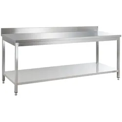 GastroHero Edelstahl Arbeitstisch BASIC 200x70 cm mit Grundboden und Aufkantung AISI 201