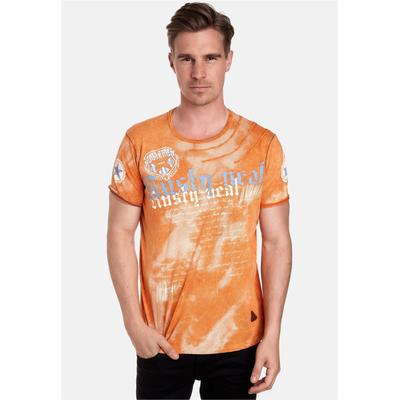 T-Shirt RUSTY NEAL, Herren, Gr. M, orange, 100% Baumwolle, bedruckt, normal, Rundhals, Shirts T-Shirt, mit toller Batik-Optik