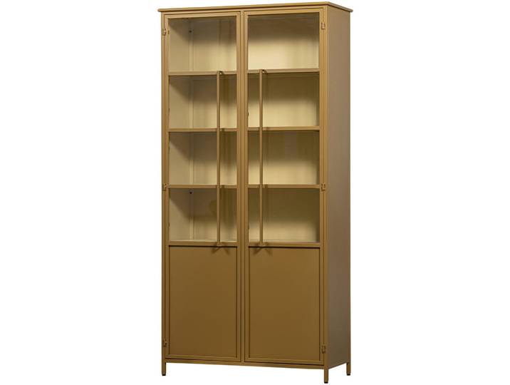 Livetastic Vitrine Exhibit, Honig, Metall, Glas, 5 Fächer, 96x200x40 cm, Wohnzimmer, Wohnwände, Vitrinenschränke