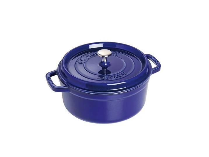 STAUB Cocotte en fonte ronde Staub, trois couches d émail 5,2 l bleu foncé'