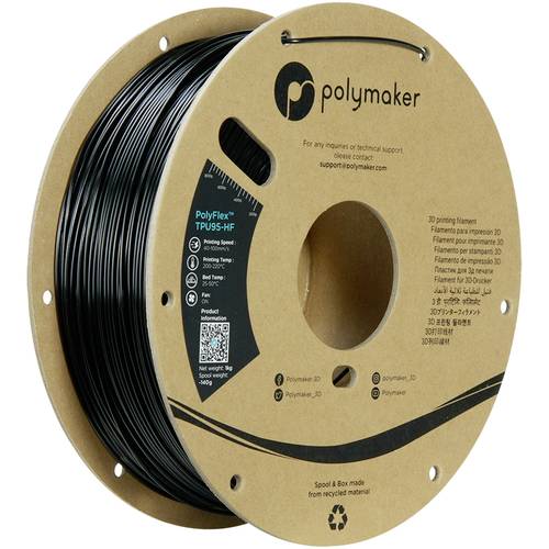 Polymaker PD03001 TPU95-HF Filament TPU, Flexibles Filament flexibel, UV-beständig, Highspeed Filament 1.75mm 1000g Schwarz