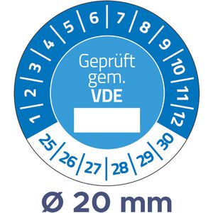 Zweckform Prüfplaketten 6985, Geprüft gem. VDE, 2025-2030, blau, Ø 20mm, abziehsicher, 120 Stück