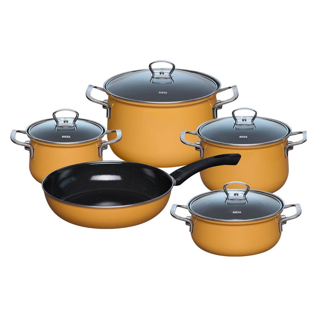 Riess Email Kochtöpfe, Topfset 5-tlg ORANGE 0558-113 (30049056)