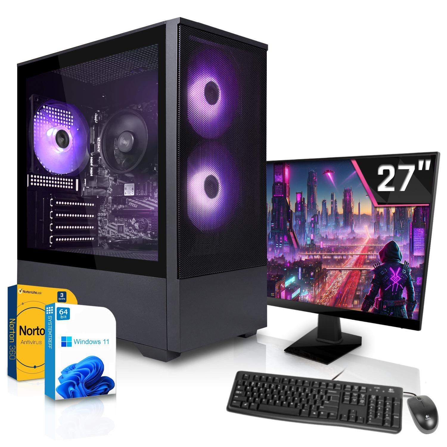 SYSTEMTREFF Büro PC-Set - Core i3-14100 - Nvidia GeForce GT 710 2GB - 16GB DDR4 - 500GB NVMe - 27 Zoll Monitor - Windows 11 Pro - Desktop