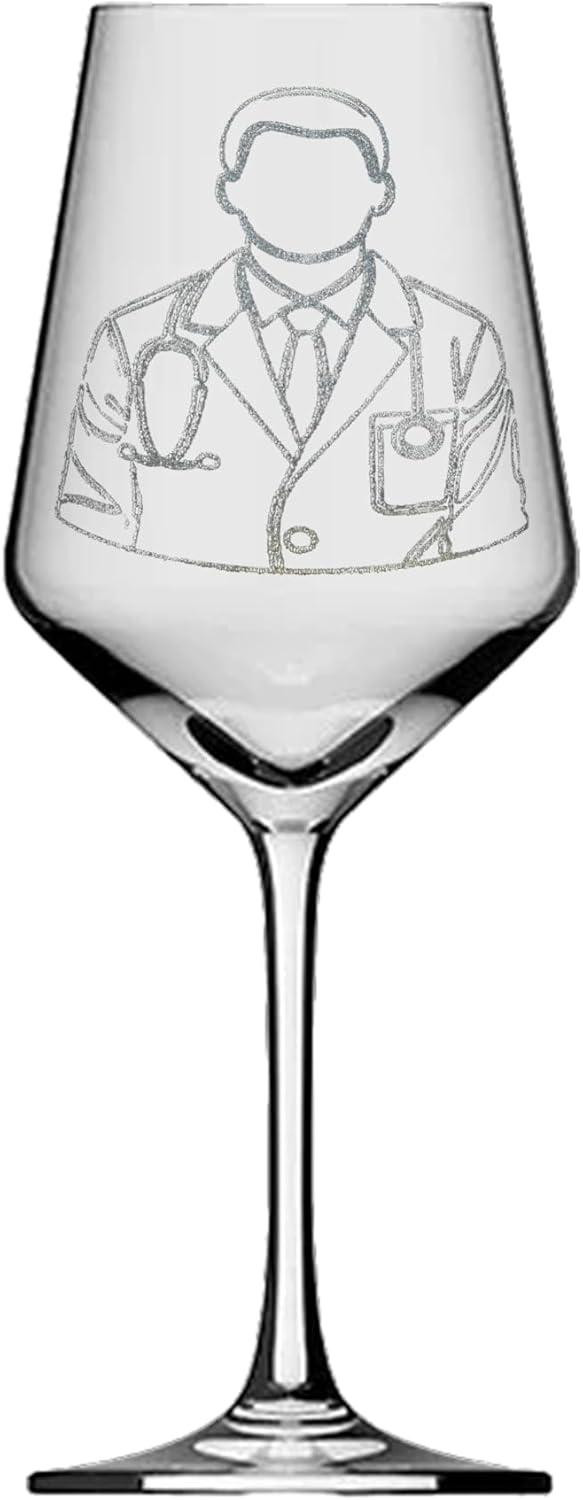 Gegraveerd wijnglas voor rode en witte wijn, 350 ml, Hoogte: 21 cm