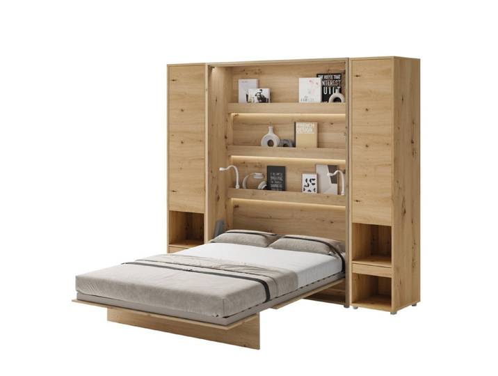 Friderik-EU Schrankbett Lenart Vertikales Set - BC1 mit Matratze, LED + 2x Vertikalschrank BC7