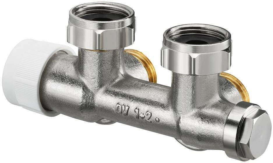 Oventrop Multiblock T-vormig voor één- of tweepijpsystemen, aansluiting 1/2" binnendraad x 3/4" buitendraad