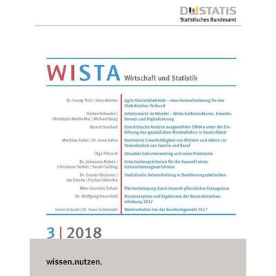 WISTA 3/2018, Taschenbuch von , Statistisches Bundesamt, 978-3-8246-1070-9