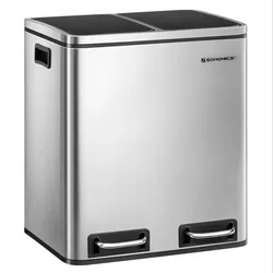 Helloshop26 - 30-Liter-Metallmülleimer mit zwei Fächern (2 x 15 Liter) mit Inneneimern und Griffen Soft-Close-Mechanismus luftdicht 12_0007272