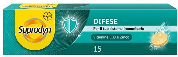 Supradyn Difese Integratore Sistema Immunitario con Vitamina C, D e Zinco 15 Compresse Effervescenti