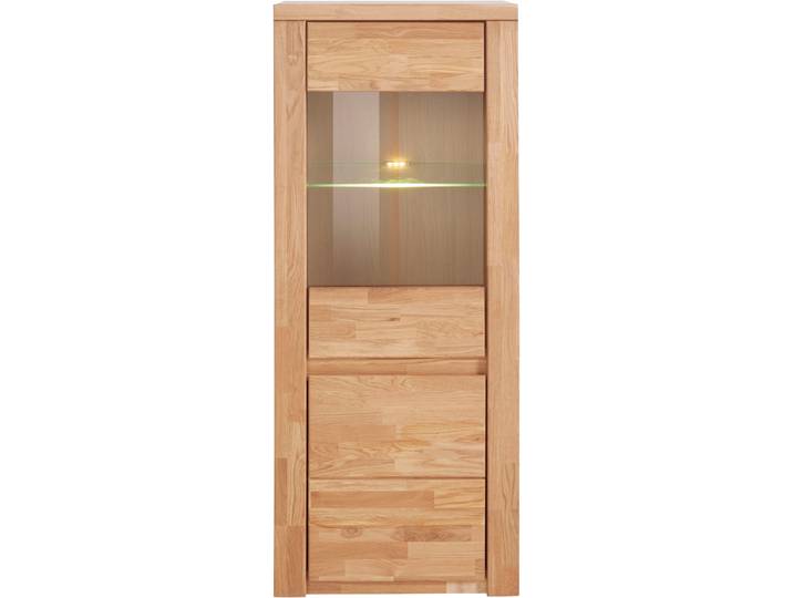 Vitrine OTTO HOME Burani , braun (eiche teilmassiv), B:60cm H:145cm T:35cm, Holz teilmassiv, Schränke, Vitrine, grifflose Optik