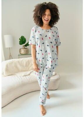 Plus Size Women's 2 Piece Keyhole Pajama Set by Serenada in Scotties (Size 1X)