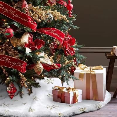Inspire Curations Red Snowflake Mini Christmas Tree Skirt Tabletop Christmas Tree Mat red 5pcs